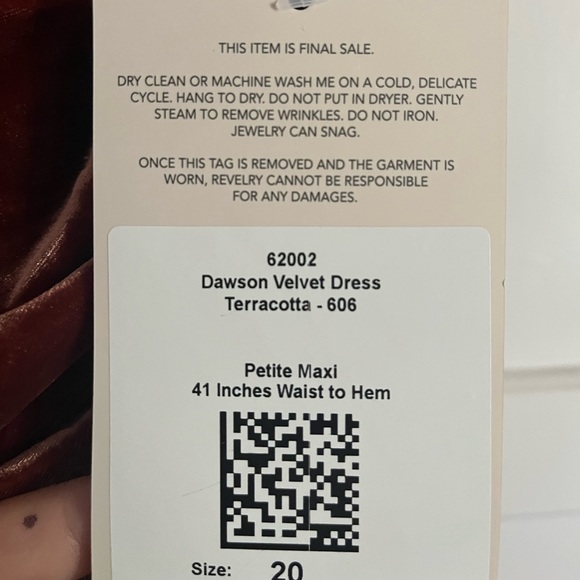 NWT Revelry Dawson Terra Cotta Velvet Dress - Bridesmaid or MoB - Picture 11 of 13